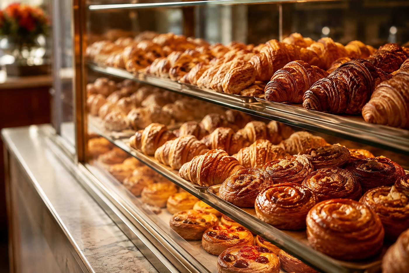 Golden, flaky pastries fresh from the Ember bakery case